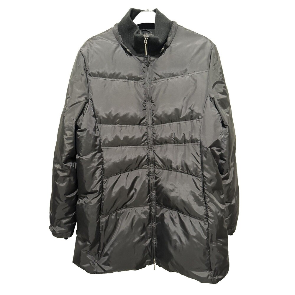 Via Spiga Women’s Black Down Filled Puffer Winter Coat Knee Midi Length Size XL